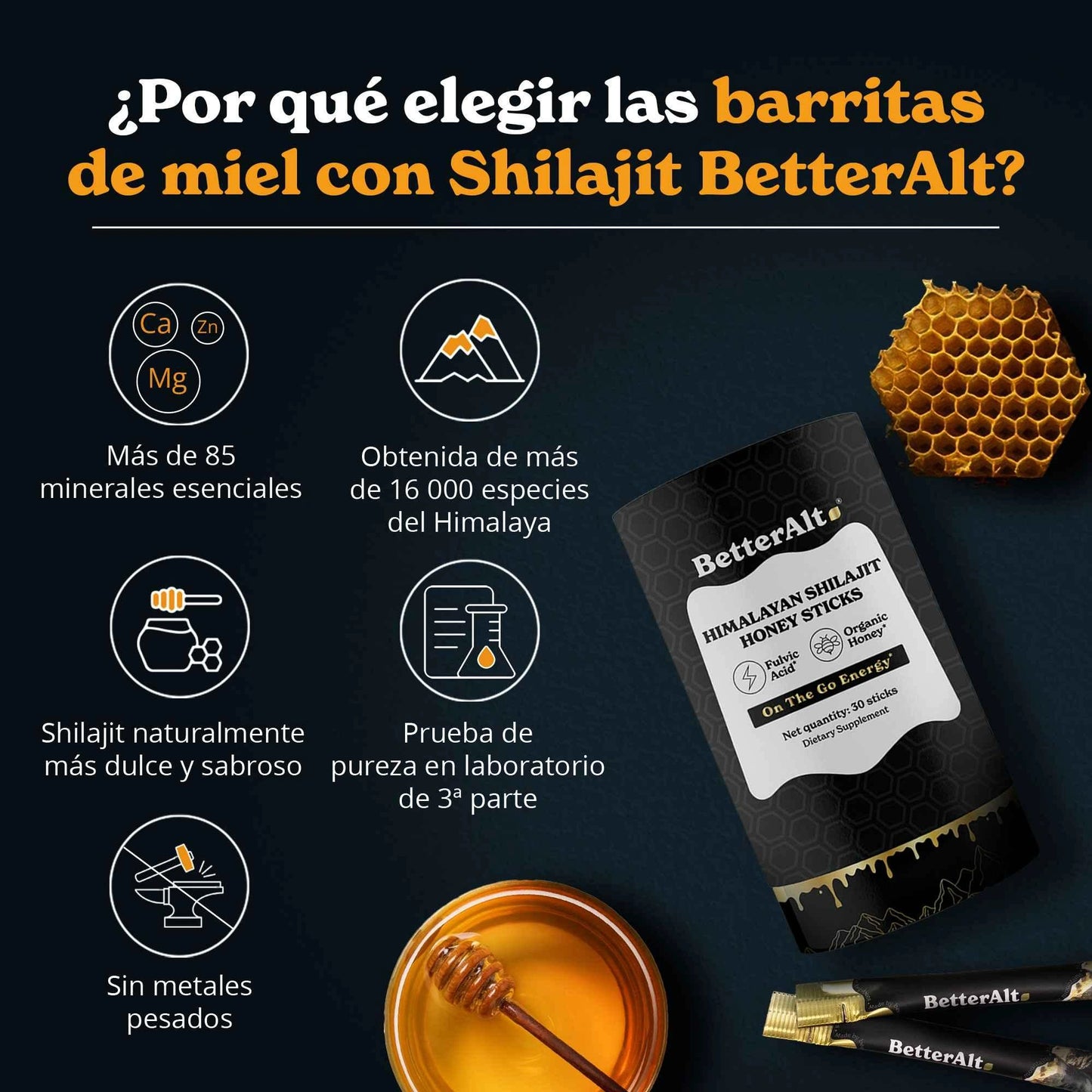BETTER ALT - BARRAS DE MIEL Y AZAFRÁN ORGÁNICO DEL HIMALAYA